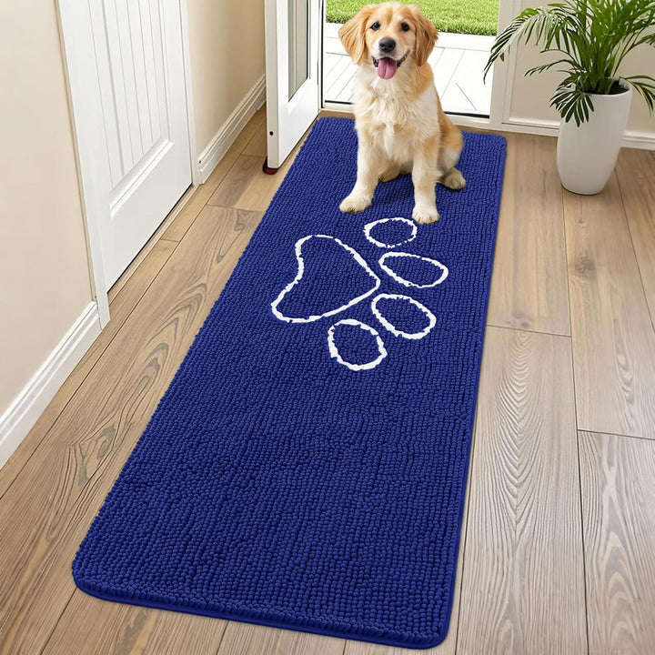 Dog Door Mat for Muddy Paws, Absorbent Dirt Trapper Non Slip Quick Dry Washable Chenille Mat for Mud Dogs, Entry Rug for Indoor and Outdoor (30X20 Inches, Grey)
