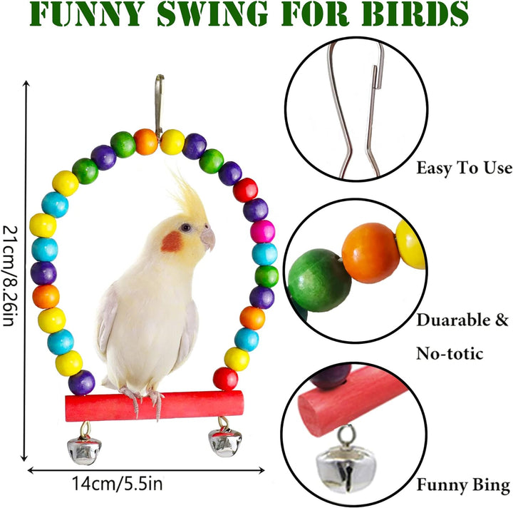 Bird Parakeet Cockatiel Toys,  Birds Cage Accessories Swing Climbing Ladders Wooden Perch Toy for Conures Finche Budgies Lovebird Parrot