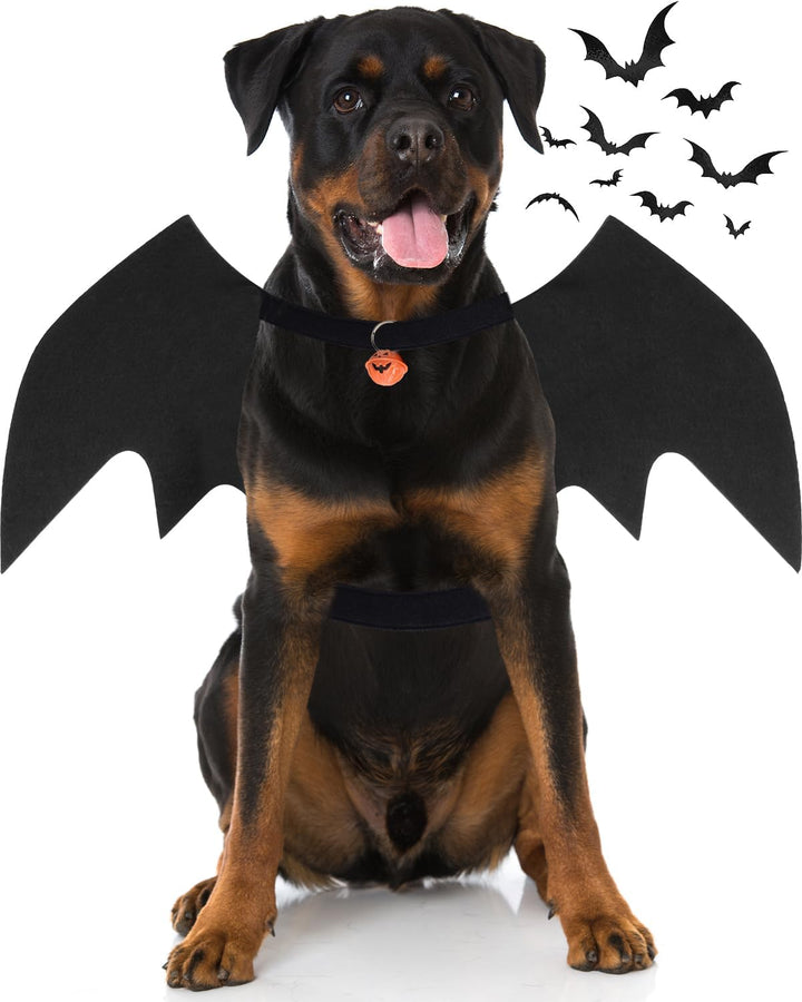Dog Halloween Costumes for Large Dogs, Dog Bat Wings with Pumpkin Bell Pet Halloween Cosplay Party Dress up (Large)