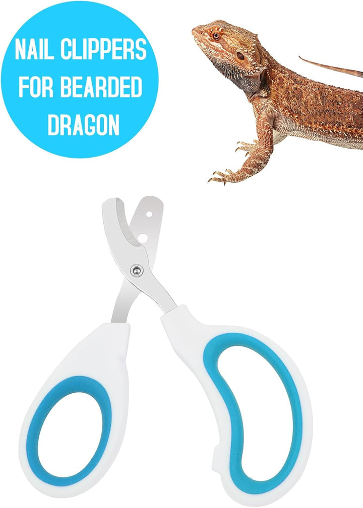 Stainless Steel Bearded Dragon Nail Clippers,Lizard Nail Clippers,Bearded Dragon Supplies,Bearded Dragon Nail Scissors for Small Reptiles,Turtle,Chameleon,Iguana，Hedgehog（Blue）