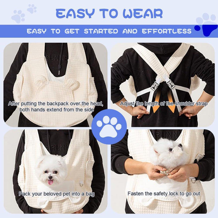 Geerlaqaly Pet Bag, Waffle Pattern Portable Soft Backpack for Outings, Cat and Dog Travel Camping Sightseeing Cross Chest Bag, with Adjustable Side Windows, Weighing Less than 13 Pounds,Grey