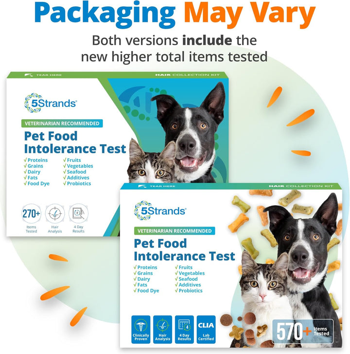 Pet Food Intolerance Test, at Home Sensitivity Test for Dogs & Cats, 575 Items Tested, Hair Analysis, Accurate for All Ages & Breeds, Pet Gut Health, Results in 4 Days