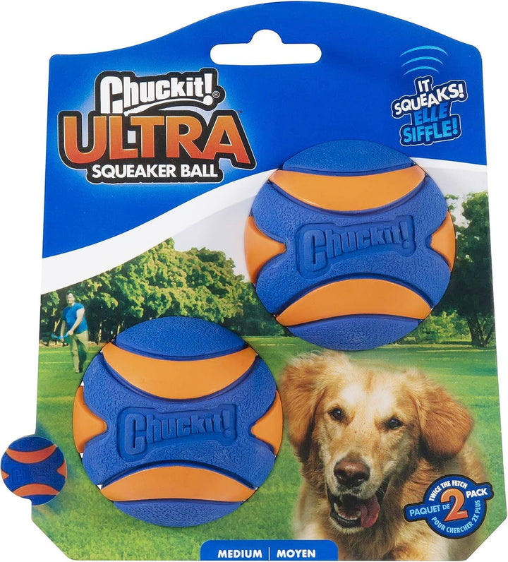 Ultra Ball Dog Toy - Medium Bouncy Fetch Balls for Dogs 20-60 Lbs - Made from Durable Rubber - Floating Water Pet Toys - Size Medium - 2.5-Inch Diameter - Pack of 2