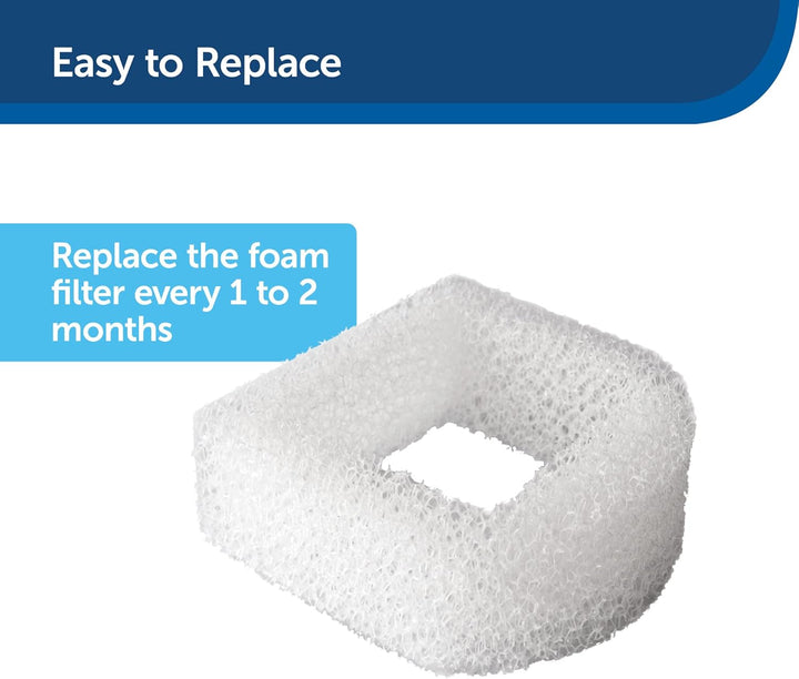 Drinkwell Replacement Foam Filters - Improves Water Cleanliness - Protects Pump - Catches Hair & Debris - Compatible with Ceramic, Stainless, & Plastic Pet Fountains