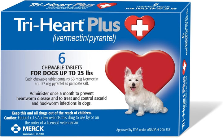 Chewable Tablet for Dogs, up to 25 Lbs (Blue Box), 6 Chewable Tablets, 6-Month Supply