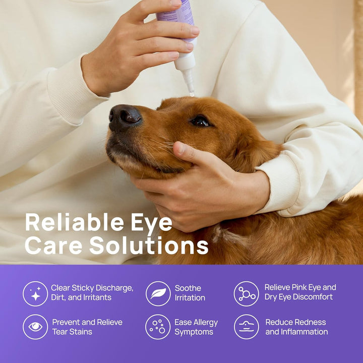 Dog Eye Drops 5.1 Fl Oz Eye Drops for Dogs and Cats Vet-Recommended Dog Eye Infection Treatment to Soothe Infection Allergy, Relieve Dry Eyes Pink Eyes, Pet Tear Stain Cleaner