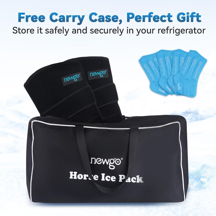 Horse Ice Pack Reusable Horse Leg Wrap for Injury, Cooling Horse Knee Wrap Full Coverage Leg Ice Boot Cold Pack 2 Wrap with 4 Gel Packs for Knee, Legs, Boots, and Hooves