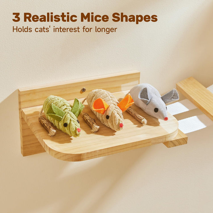 Cat Toys: 3Pcs Squeak Mice Interactive Catnip Silvervine Animals for Indoor Kittens - Dental Matatabi Cat Nip & Chew Exercise Toy for All Breeds & Species