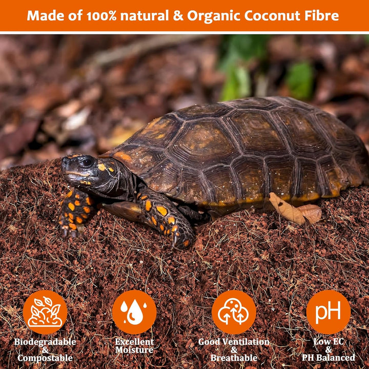 2 Pack Natural Coconut Fiber Substrate for Reptile- Premium Compressed Coconut Husk Terrarium Bedding for Reptile, Tortoise, Frogs, Snakes Hermit Crabs, Burrowing Animals