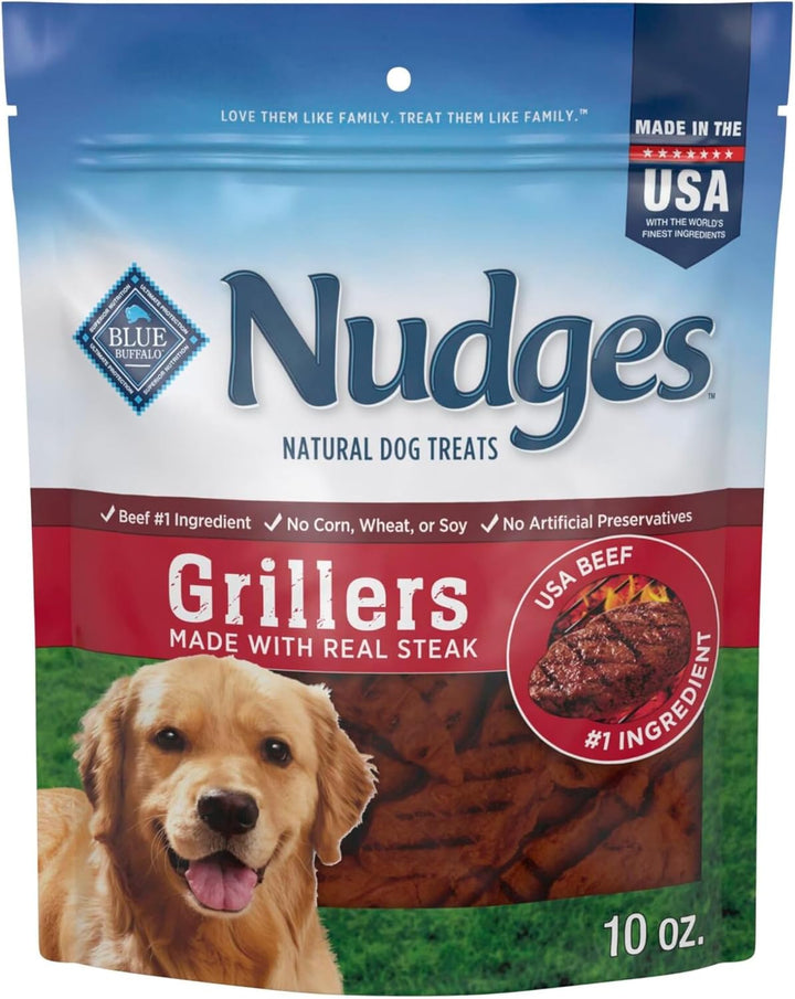 Nudges Grillers Natural Dog Treats, Made in the USA with Real Steak, 16-Oz Bag