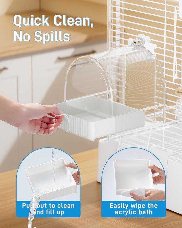 Hanging Bird Bath for Cage, 3 in 1 Multifunction Bird Bath/Bowl/House, Bird Cage Accessories Suitable for Small to Medium Birds, like Lovebirds, Finches, Parakeets, Mannikin