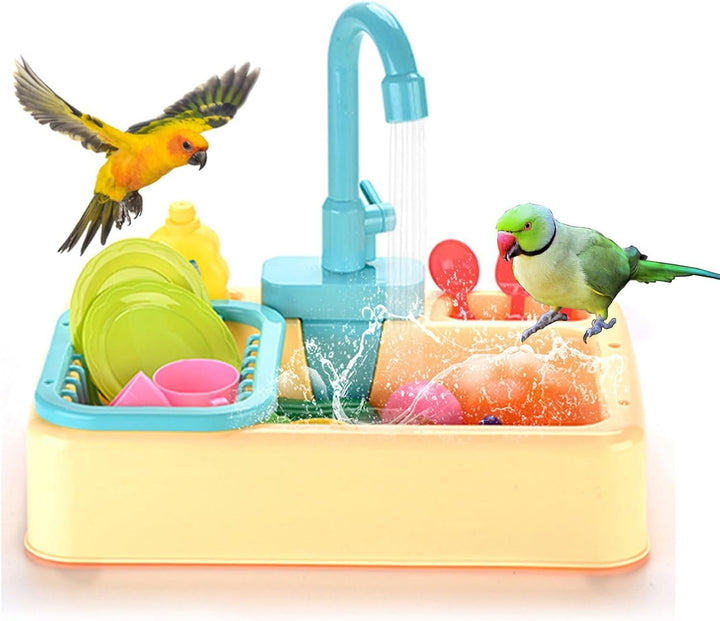 Parrot Shower, Parrot Bird Bathtub, Automatic Bird Bathtub Pet Bath Pool with Faucet, Bird Bathtub Swimming Pool Toy Bath Shower Water Dispense for Ferret, Goldfinch (Green)