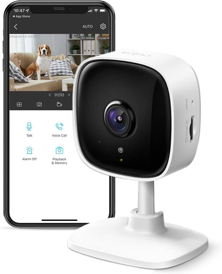 Tapo  1080P Indoor Security Camera for Baby Monitor, Dog Camera W/Motion Detection, 2-Way Audio Siren, Night Vision, Cloud & SD Card Storage, Works W/Alexa & Google Home C100