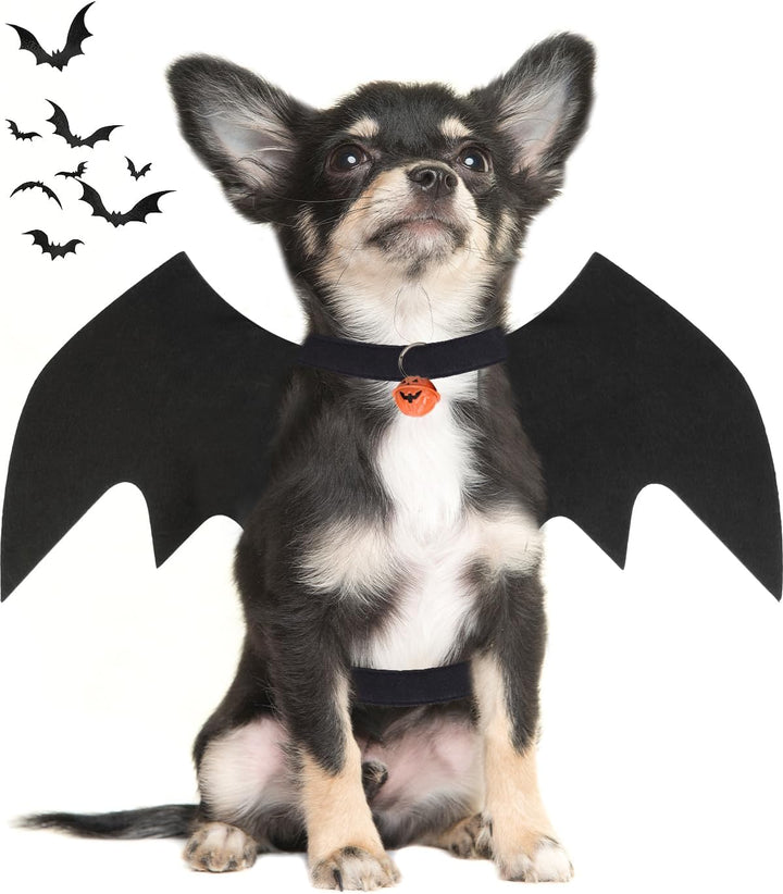 Dog Halloween Costumes for Large Dogs, Dog Bat Wings with Pumpkin Bell Pet Halloween Cosplay Party Dress up (Large)