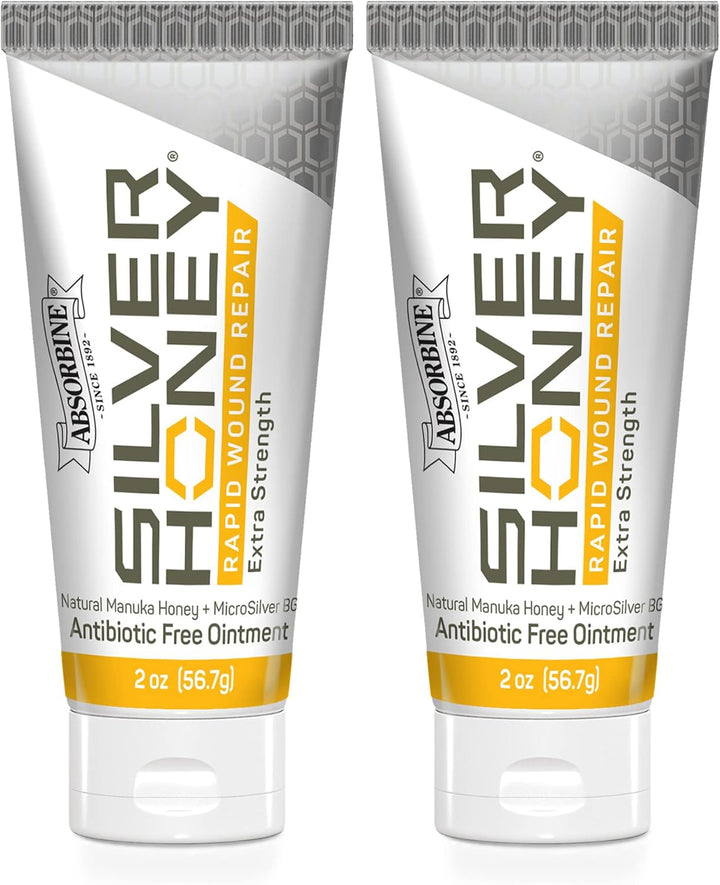 Silver Honey Rapid Wound Repair Ointment 2Oz Tube, Manuka Honey + Microsilver BG, Horse & Large Animal Wound Care