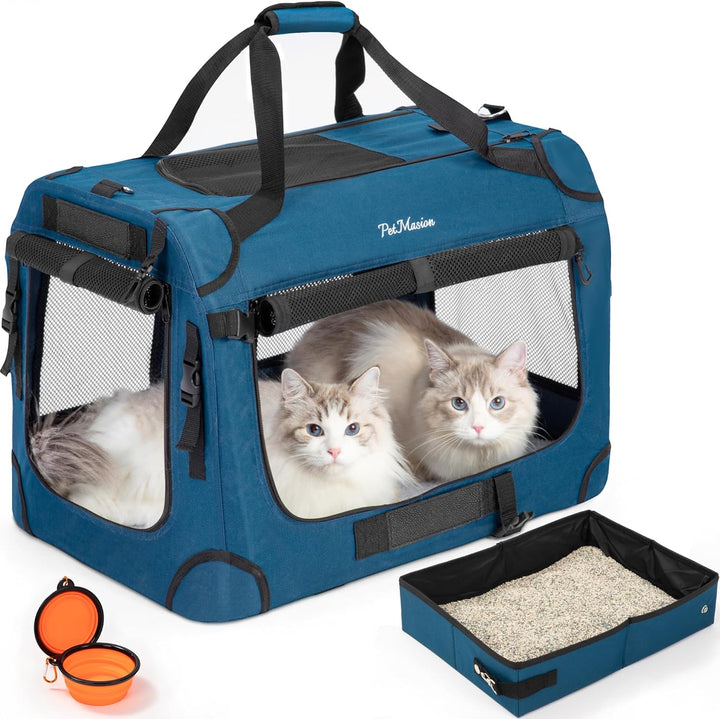 Extra Large Cat Carrier for 2 Cats, Soft Pet Car Travel XL Bag for Large Big Cat 20Lbs+, for Two Cats Long Trips Ride 24"X16.5"X16.5" with Litter Box