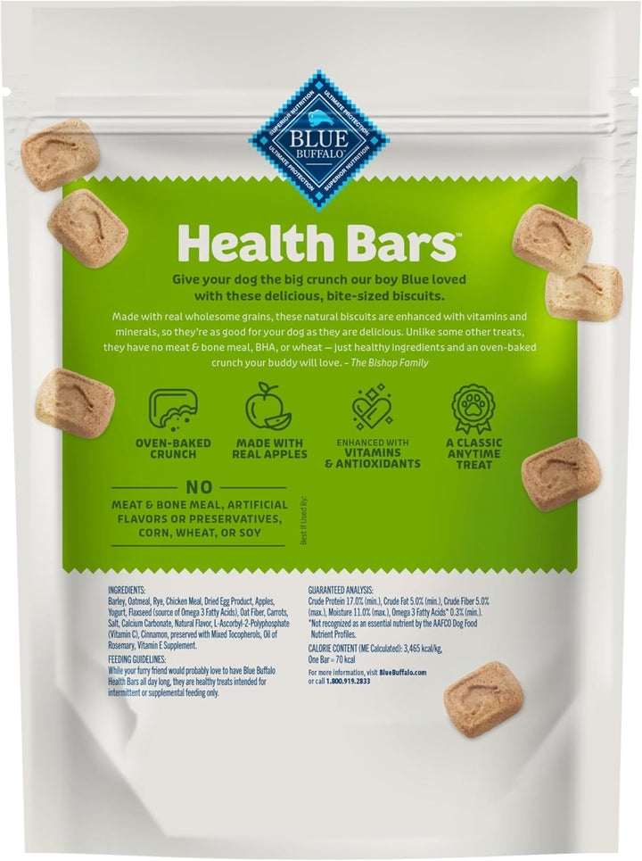 Health Bars Mini Crunchy Dog Biscuits, Oven-Baked with Natural Ingredients, Apples & Yogurt, 16-Oz Bag