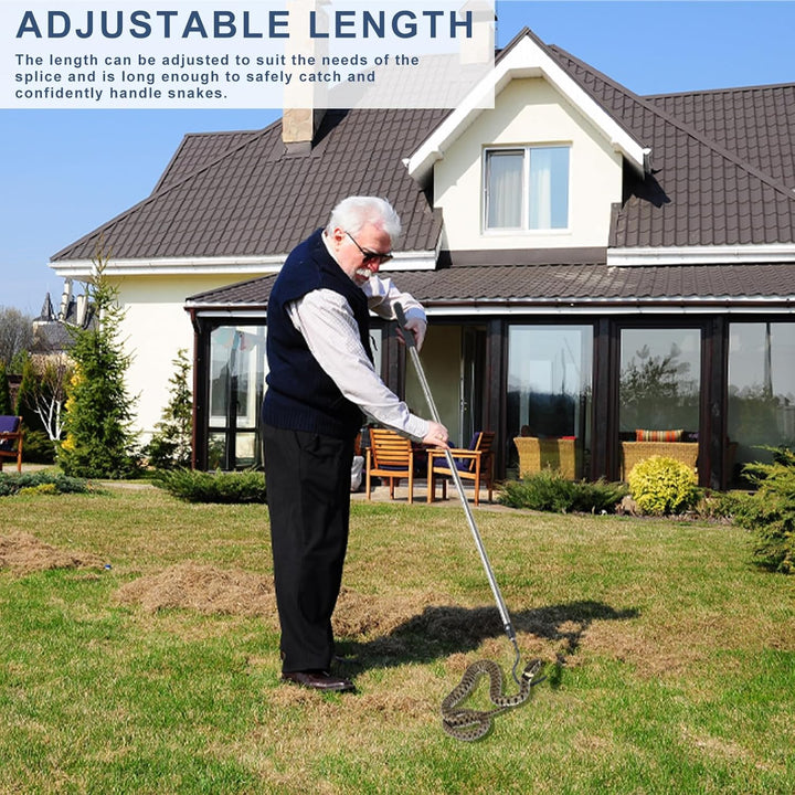 Snake Hook Heavy Duty, 35"-65" Snake Reptile Hook Rubber Tip for Rattlesnakes Ball Python Rattle Cobra Removal Non Slip Foam Handle Stainless Steel