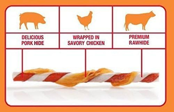 Good ‘N’ Fun Triple Flavor Twists for All Dogs, 70 Count, Treat Your Dog to Long-Lasting Chews Made with Beef Hide, Pork Hide and Chicken