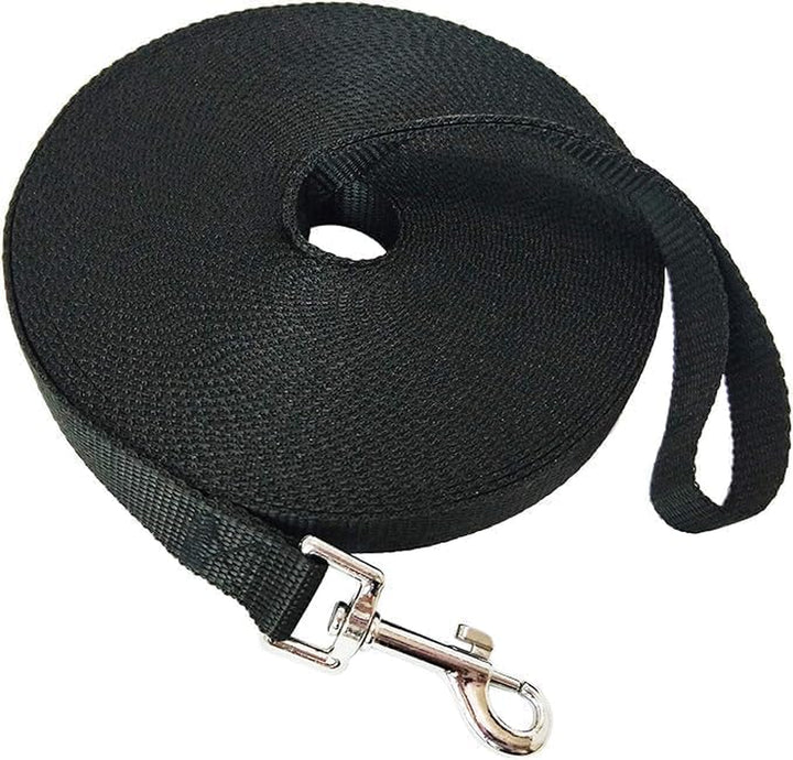 Nylon Training Dog Leash for Small Medium Large Dogs, 15Ft 20Ft 30Ft 50Ft Long Puppy Lead for Obedience Recall Training, Camping (20Ft, Black)