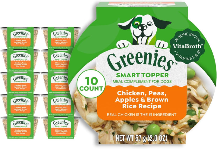 Smart Topper High Protein Wet Mix-In for Dogs, Chicken, Peas, Apples, and Brown Rice Recipe & Duck, Broccoli, Carrots and Barley Recipe Variety Pack with Whole Grains, 8 Trays of 2Oz.