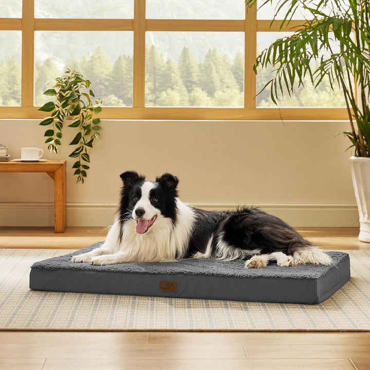 Dog Beds Large Sized Dog - Comfy Flat Pet Beds with Removable Washable Cover, Orthopedic Egg Crate Foam Puppy Mat, Suitable for Pet up to 65 Lbs