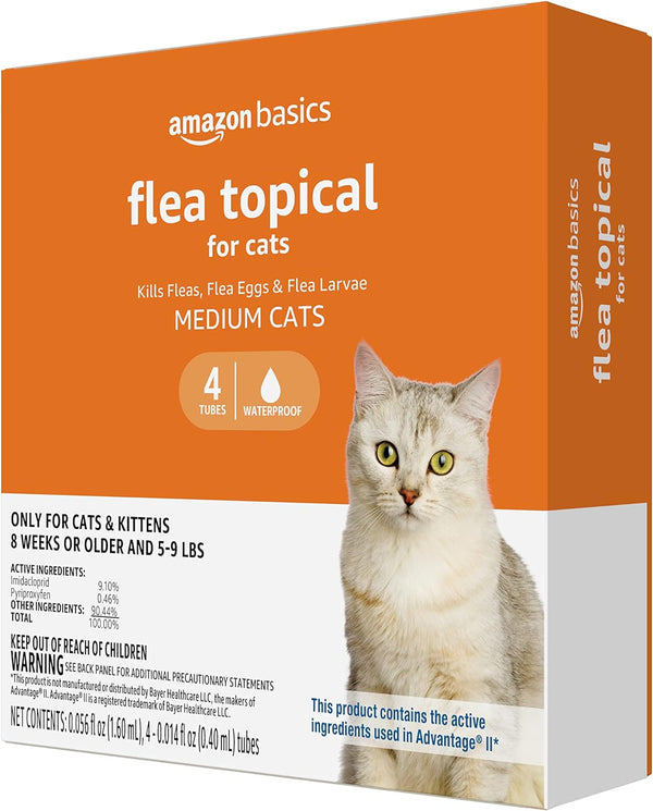 Topical Flea Treatment for Medium Cats (5-9 Pounds), 4 Count (Previously Solimo)