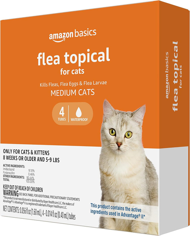 Topical Flea Treatment for Medium Cats (5-9 Pounds), 4 Count (Previously Solimo)