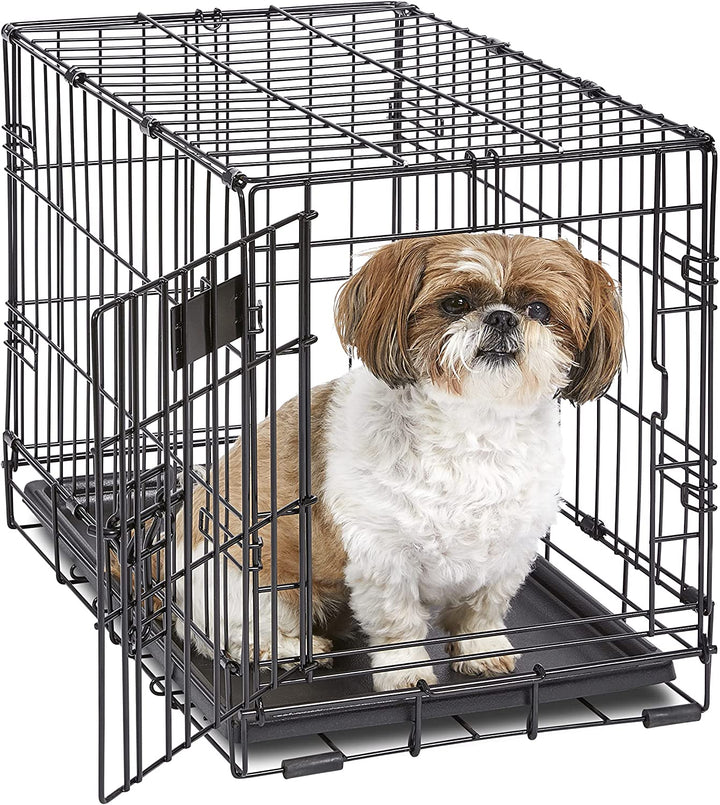 42-Inch Two-Door Icrate Folding Dog Crate with Divider Panel, Leak-Proof Tray & Secure Latches – Metal Wire Kennel for Large Breeds – Portable, Durable & Easy to Assemble