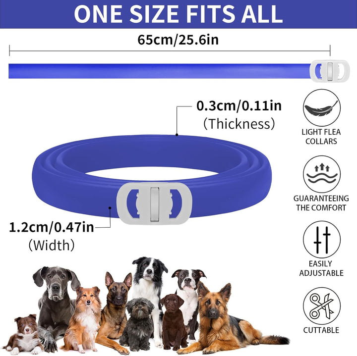 4 Pack Flea Collar for Dogs, Dog Flea Collar Waterproof, 32 Months Prevention, Dog Fleas and Tick Treatment, Adjustable Fleas and Tick Protection for Dogs Puppy(Blue & Pink)