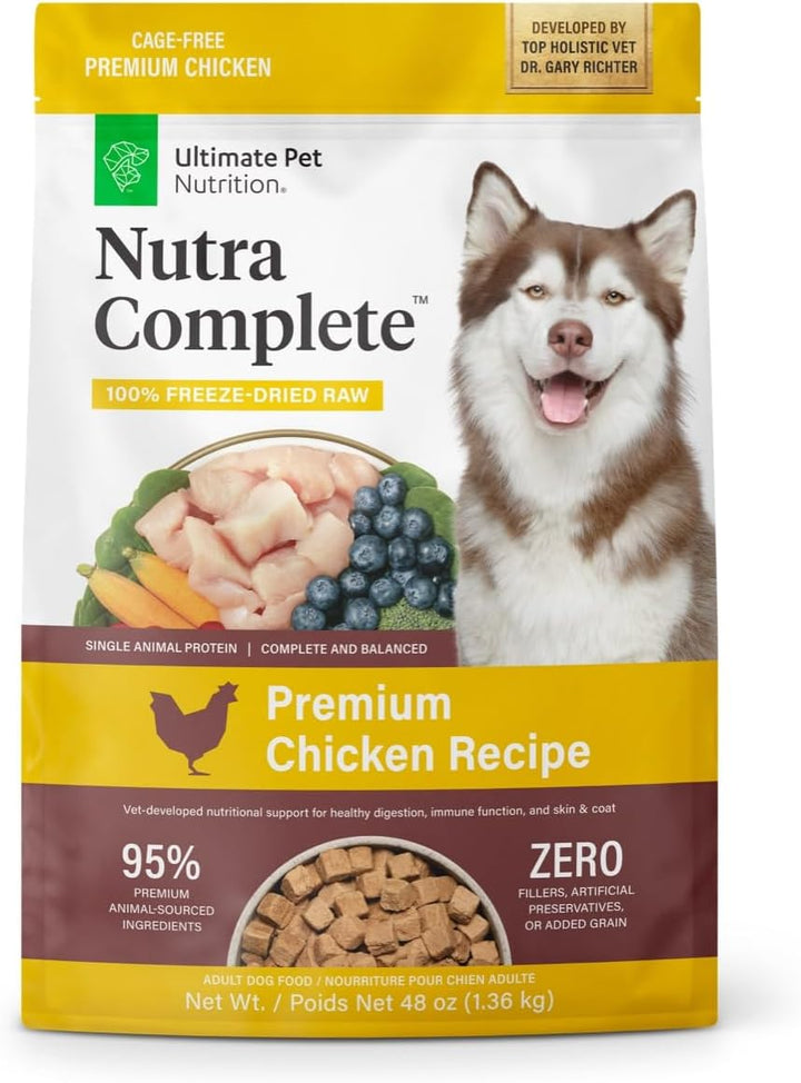 Nutra Complete Freeze Dried Raw Dog Food, Veterinarian Formulated with Antioxidants, Prebiotics & Amino Acids (3 Pound, Beef)