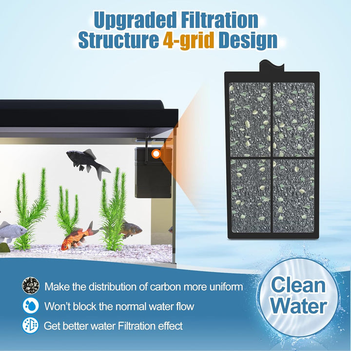 8 Pack PF-S Filter Cartridges Compatible with Top Fin Silenstream PF10 Power Filters, Remplacement Aquarium Carbon Cartridge with Zeolite