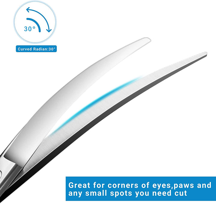 Dog Grooming Scissors, Curved Scissors for Dog Grooming, 6.5 Inch, 30 Degree of Curved Blade,Light Weight, Pet Shears for Trimming Face and Paws.