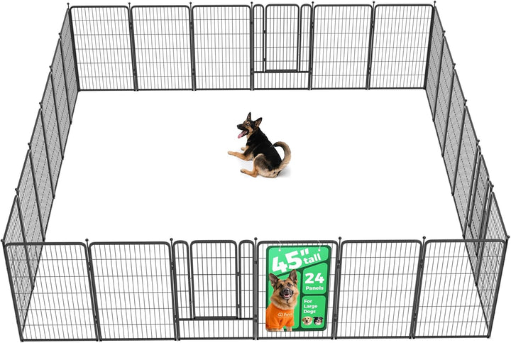 Rollick Unleashed Dog Playpen for Indoor, Yard, RV Camping, 24 Inch 8 Panels for Small and Puppy Dogs, Black│Patented