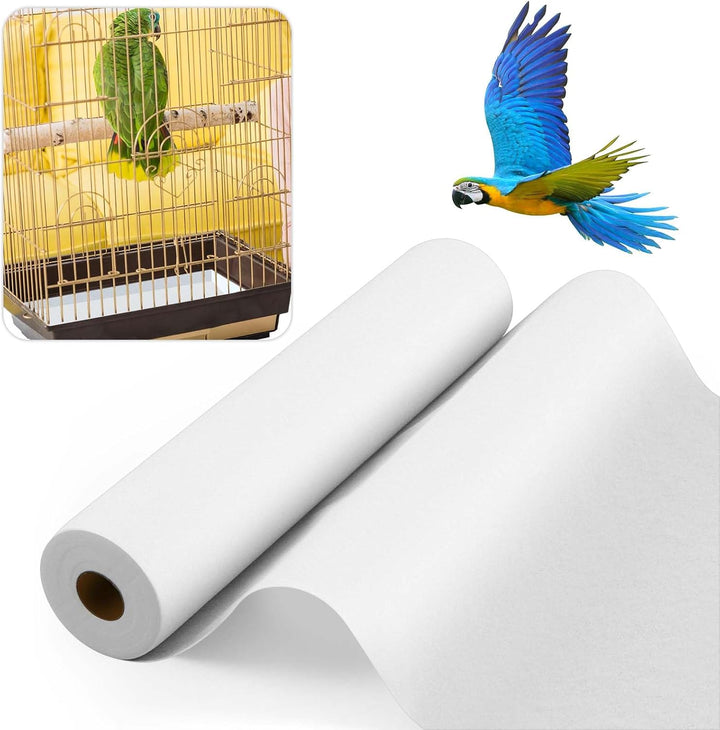 100 Ft X 22 Inch Bird Cage Liner Disposable Cages Cushion Pad Mat Precut Absorbent Bird Cage Paper Large Parakeet Cage Liners Accessories for Pet Animal Bird Parrot (White)