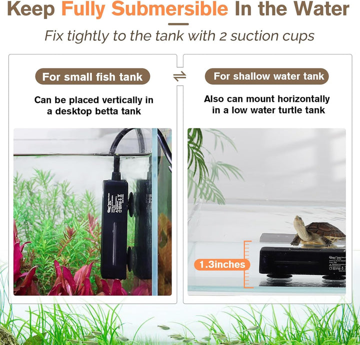 Mini Fish Tank Submersible Heater 50W for 5-10 Gallons Small Betta Aquarium Heater with Digital Display Controller Adjustable Temperature