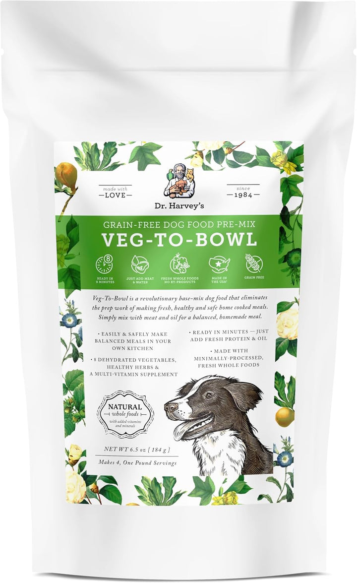Veg-To-Bowl Dog Food, Human Grade Dehydrated Base Mix for Dogs, Grain Free Holistic Mix (3 Pound)