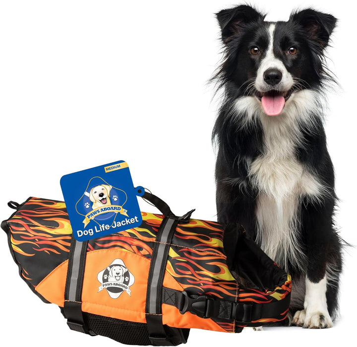 Dog Life Jacket - Swimming Vest for Dogs, Adjustable, Reflective, Comfortable, Multiple Colors, Patterns, Xx-Small to Extra Large Dog Swim Vest with Handle (Red, Large)