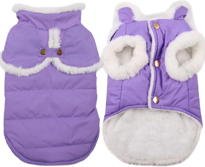 2 Layers Fleece Lined Warm Dog Jacket for Puppy Winter Cold Weather,Soft Windproof Small Dog Coat,Green S