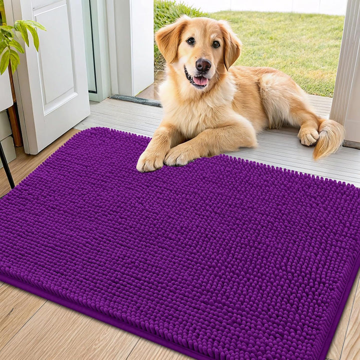 Dog Door Mat for Muddy Paws 30X20, Absorbs Moisture and Dirt Doormat, Non-Slip Washable Quick Dry Chenille Front Door Mat Indoor Entrance, Entryway Carpet for inside Floor, Grey