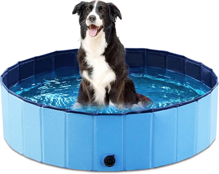 Foldable Dog Pet Bath Pool Collapsible Dog Pet Pool Bathing Tub Kiddie Pool Doggie Wading Pool for Puppy Small Medium Large Dogs Cats and Kids 48" Blue