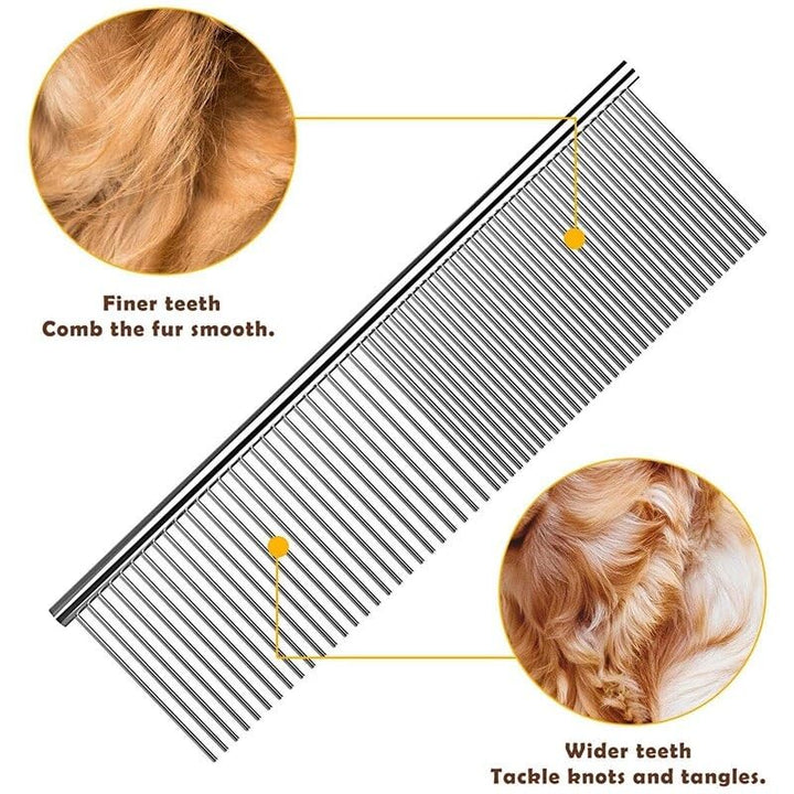 Dog Combs for Grooming, Metal Cat Comb for Removing Tangles and Knots, Professional Grooming Tool for Long Haired Dog, Cat and Other Pets