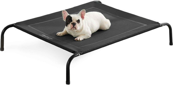 Outdoor Elevated Dog Bed Large Sized Dog, Portable Indoor & Outdoor Cooling Raised Cot Pet Hammock Bed with Skid-Resistant Feet, Frame with Breathable Mesh, Grey, 49 Inches