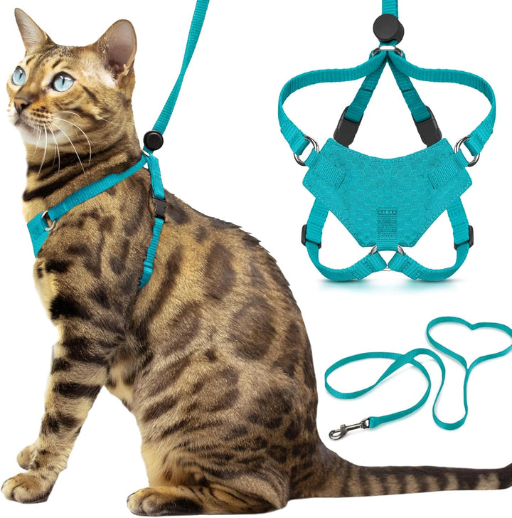 Houdini™ Escape Proof Cat Harness and Leash Set by  – Black, Medium Cat Harness for Walking