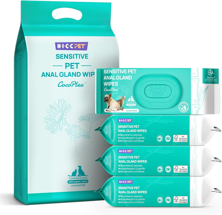 Wipes for Dogs & Cats, Vet Recommended Cleansing Deodorizing & Soothing Allergy Infections Anal Gland Wipes with Coconut Oil, Dog Wipes for Cleaning Butt Paw, Remove Small Animal Coat Stain