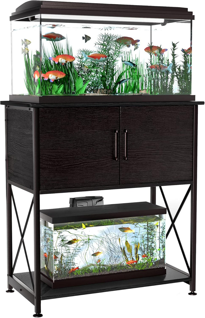 20-29 Gallon Aquarium Stand Metal Frame Fish Tank Stand with Cabinet Storage, for 20 Gallon Long Aquarium,30.7" L*16.5" W Tabletop,330Lbs Capacity Grey PG01YGZ