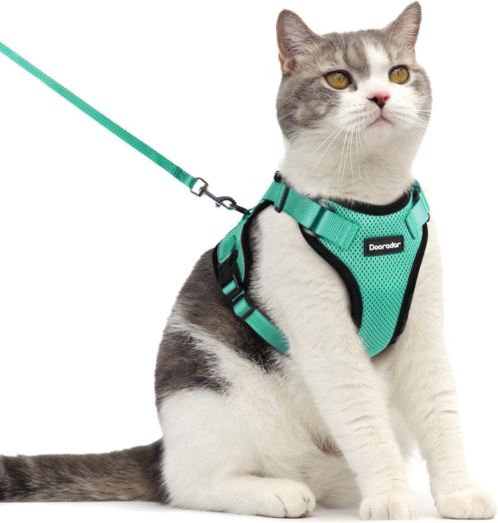 Cat Harness and Leash Set, Escape Proof Safe Adjustable Kitten Vest Harnesses for Walking, Easy Control Soft Breathable Mesh Jacket with Reflective Strips for Cats, Pink, XS