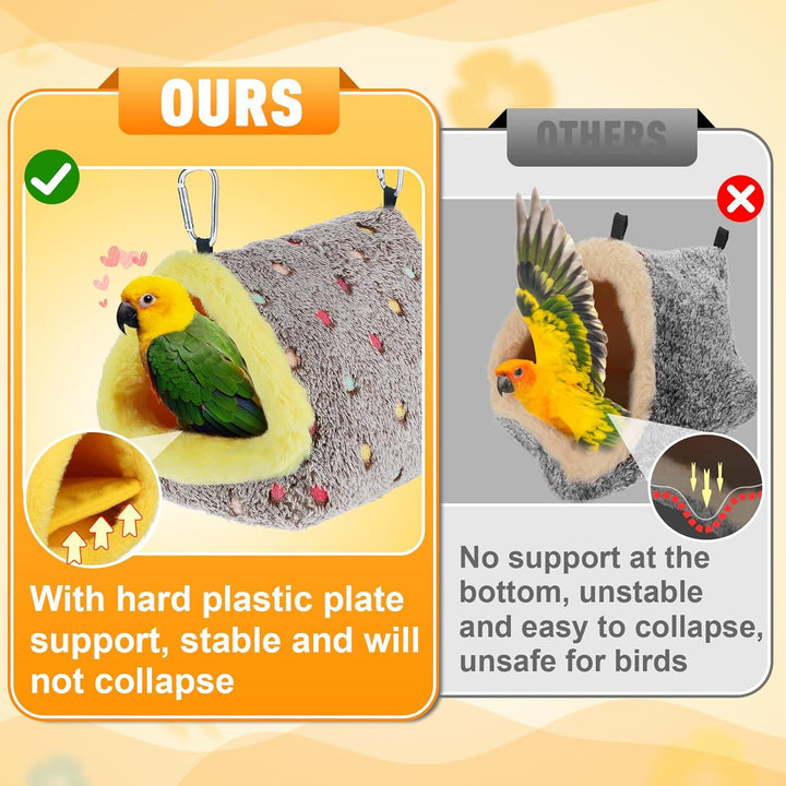 Medium Warm Bird Nest House - Cozy Bird Bed for Cage with Mat, Hanging Hammock Shed Hideaway Hut for Budgerigar Monk Parakeet Rose-Ringed Parakeet Plain Parakeet Sun Conure Cockatiel