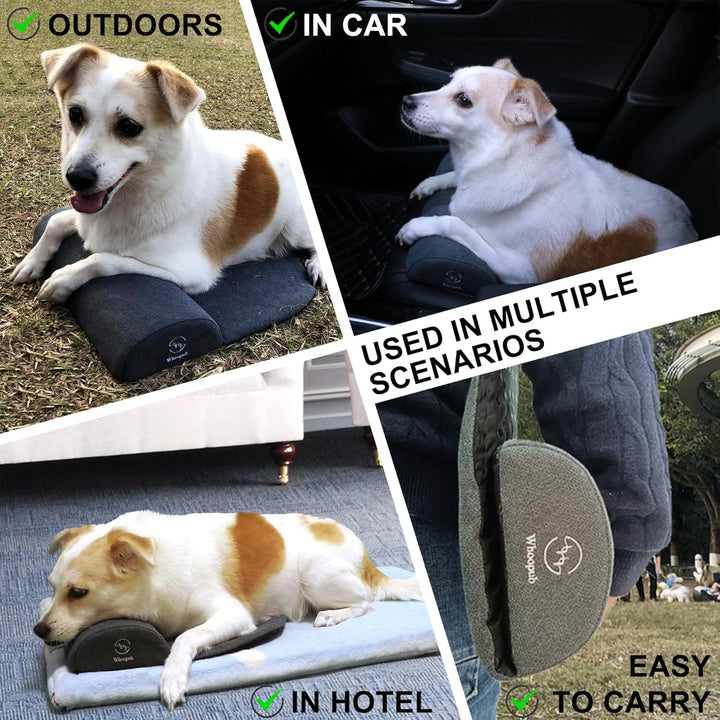 Dog Bolster Pillow for Large Dogs, Benefit for Cervical Vertebra and Neck, Easy to Carry When Traveling, with High Resilience Foam, Machine Washable Cover＆Easy to Clean (Dark Gray, Large)