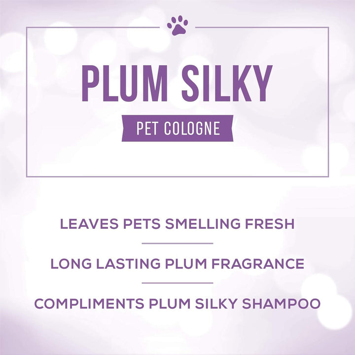 Plum Silky Dog Cologne for Pets, Natural Choice for Professional Groomers, Ready to Use Perfume, Finishing Spray, Made in USA, 8 Oz
